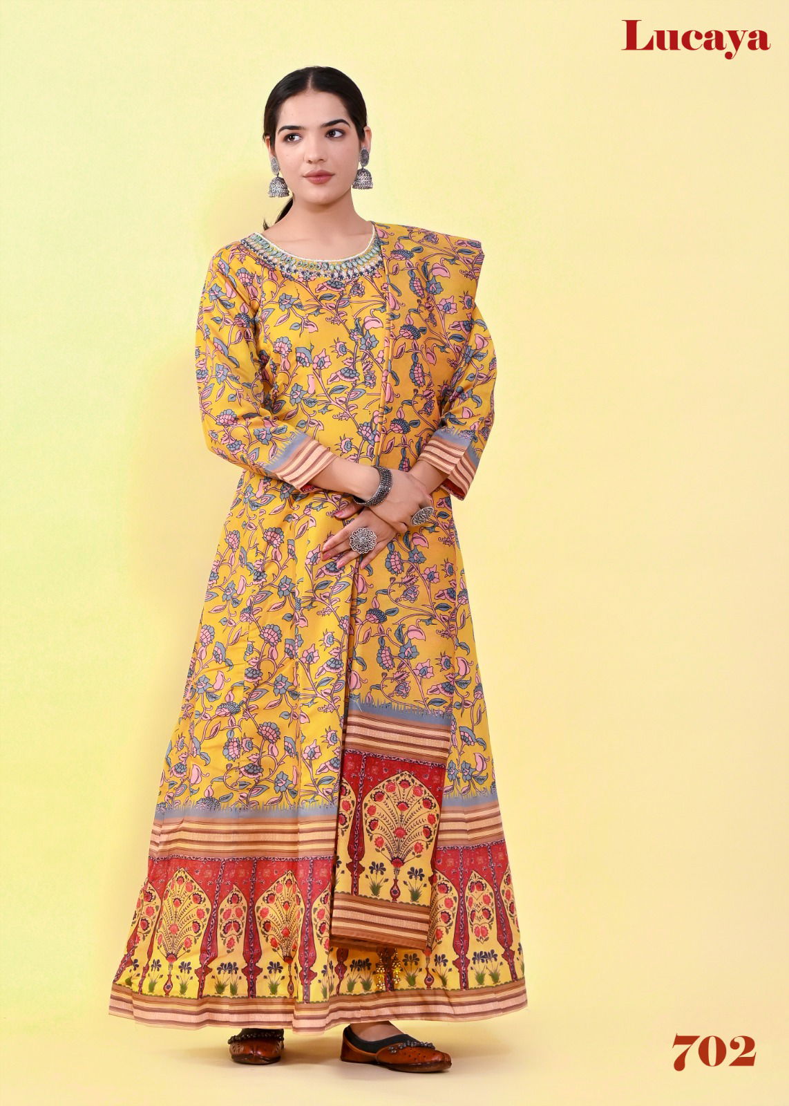 Lucaya Vol 7 Kalamkari Printed Dupatta With Gown Catalog
